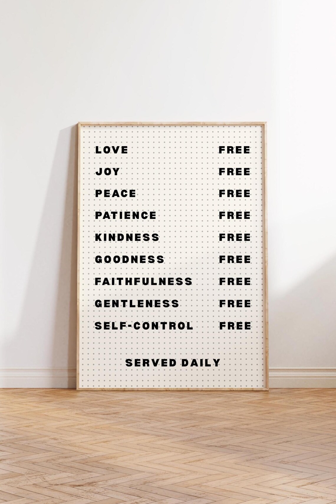 Fruit Of The Spirit Christian Coffee Menu Typography Faith Love Joy Modern Wall Art