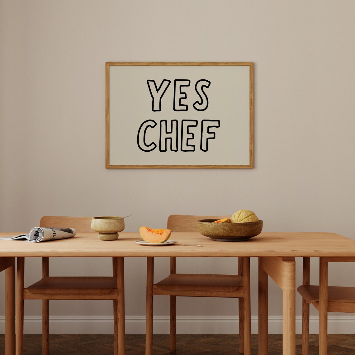 Yes Chef Print, Retro Typography Kitchen Poster - Image 3