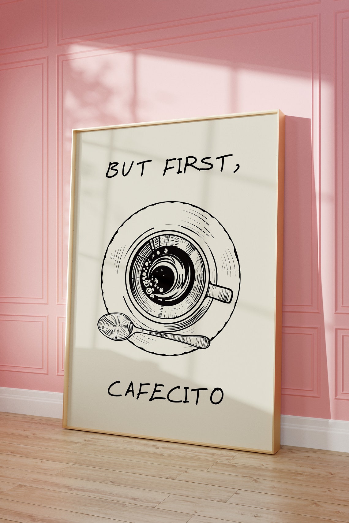 But First Cafecito Coffee Cup Sketch Spanish Kitchen Decor Poster - Image 2