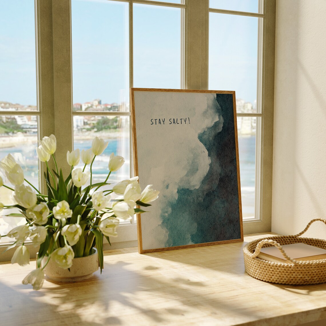 Minimalist Coastal Sea Poster, Modern Beachy Art - Image 3