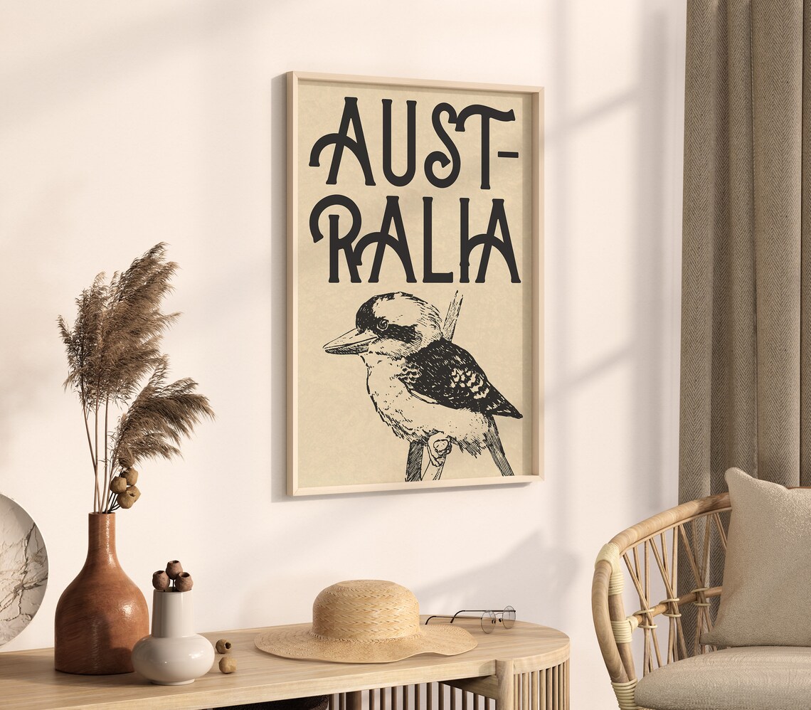Australia Vintage Wall Art, Kookaburra Art Print - Image 3