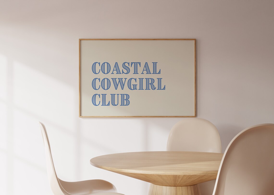 Coastal Cowgirl Club Blue Western Typography Beach House Poster - Image 2