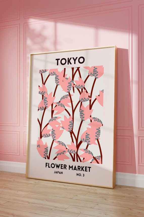 Tokyo Flower Market Print Cherry Blossom Poster Japan Flower Market Decor Tokyo Japan Print Pink Tokyo Wall Art 1 Print