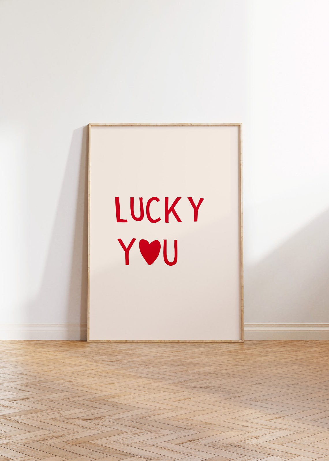 Lucky You Red Heart Typography Sweet Romantic Minimalist Poster - Image 4