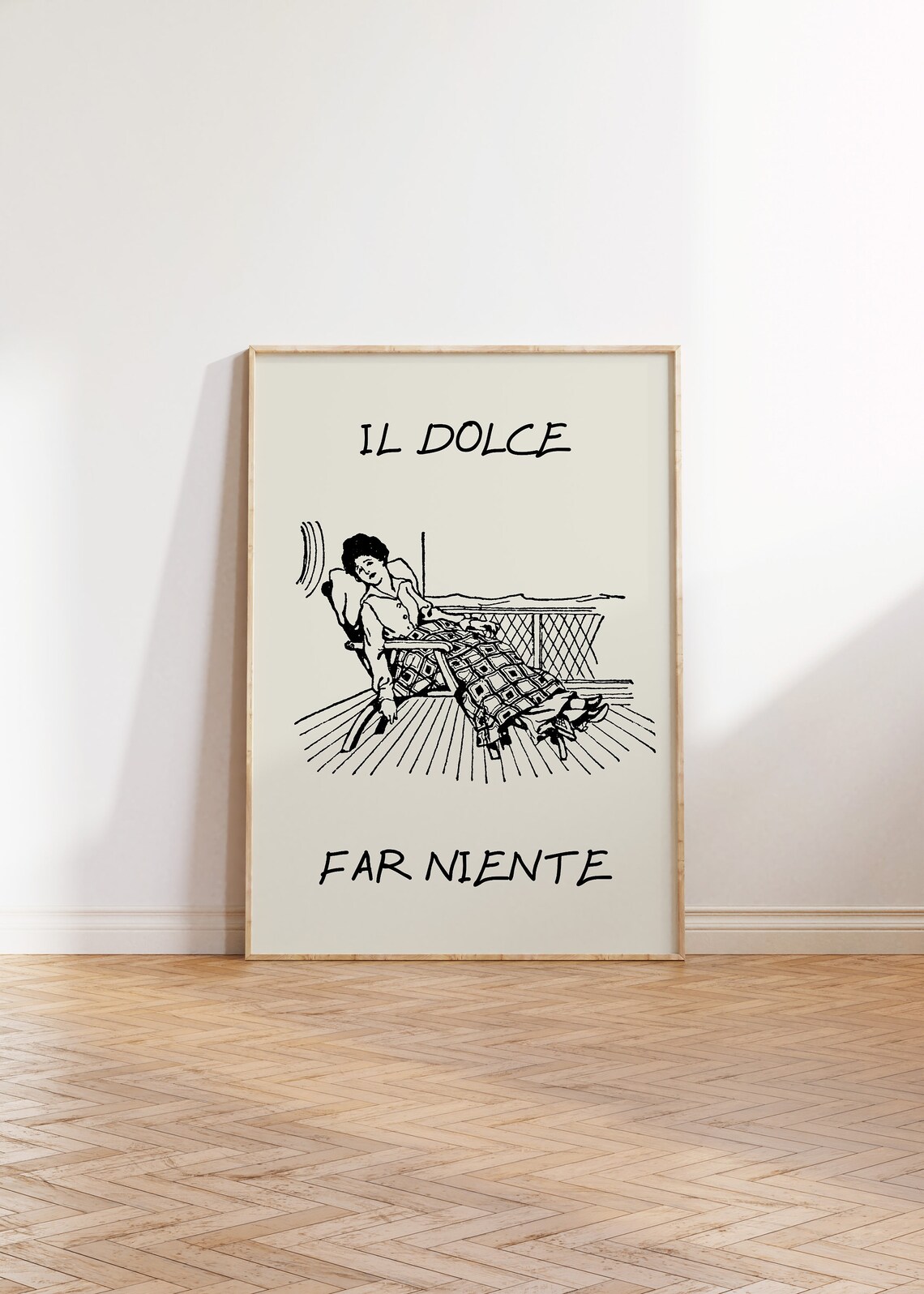 Il Dolce Far Niente Vintage Italian Relaxing Woman Boat Print - Image 2