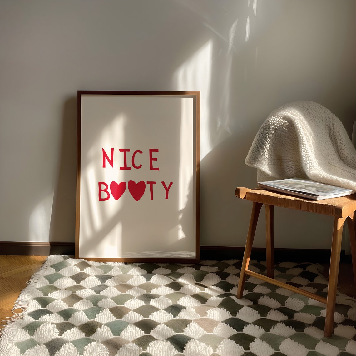 Nice Booty Heart Letters Funny Bathroom Humor Quote Wall Poster - Image 3