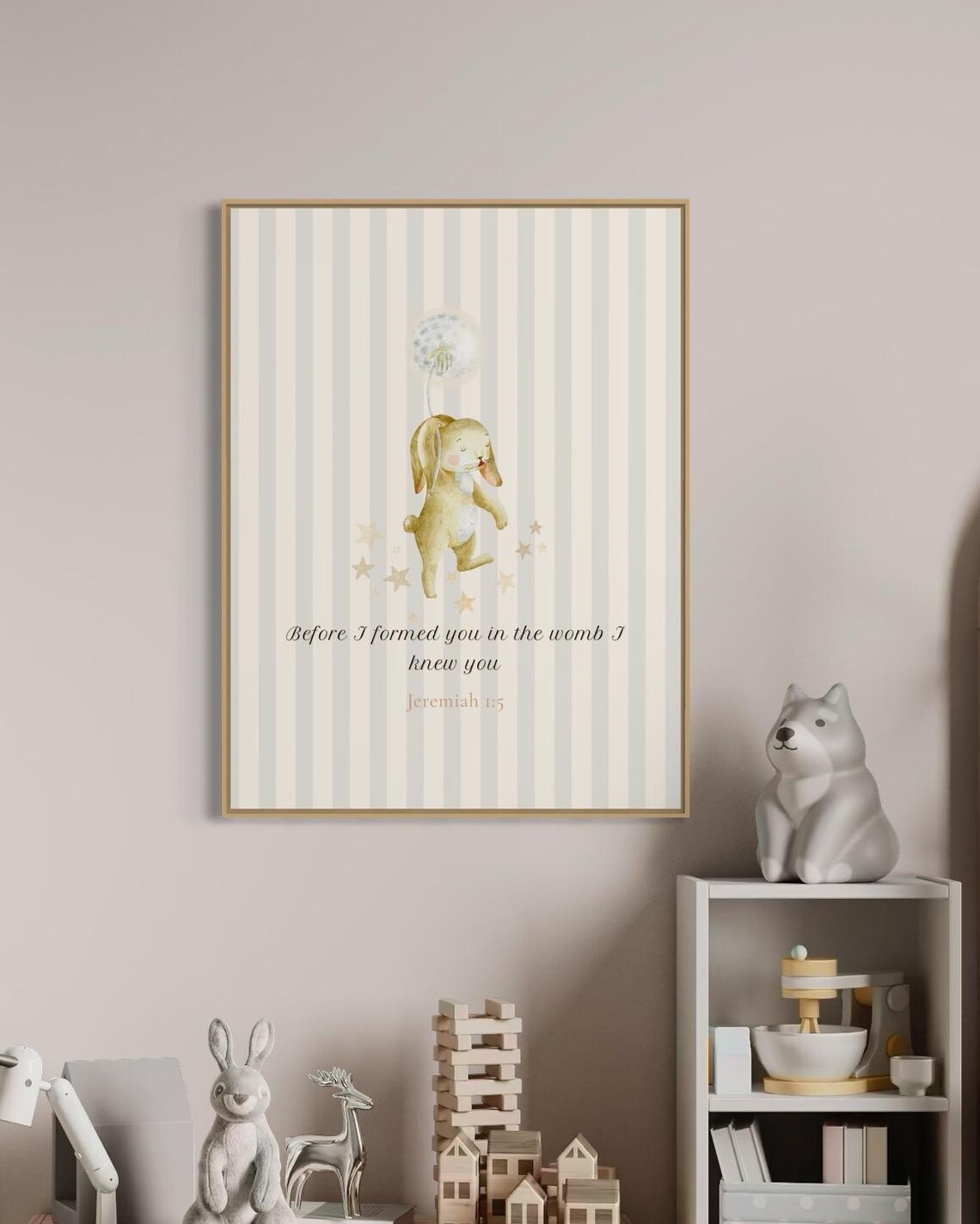 Before I Formed You Jeremiah 1:5 Watercolor Bunny Nursery Poster - Image 2
