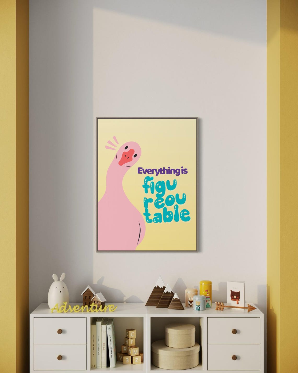 Everything Is Figureoutable Funny Pink Goose Kitchen Quote Poster - Image 5
