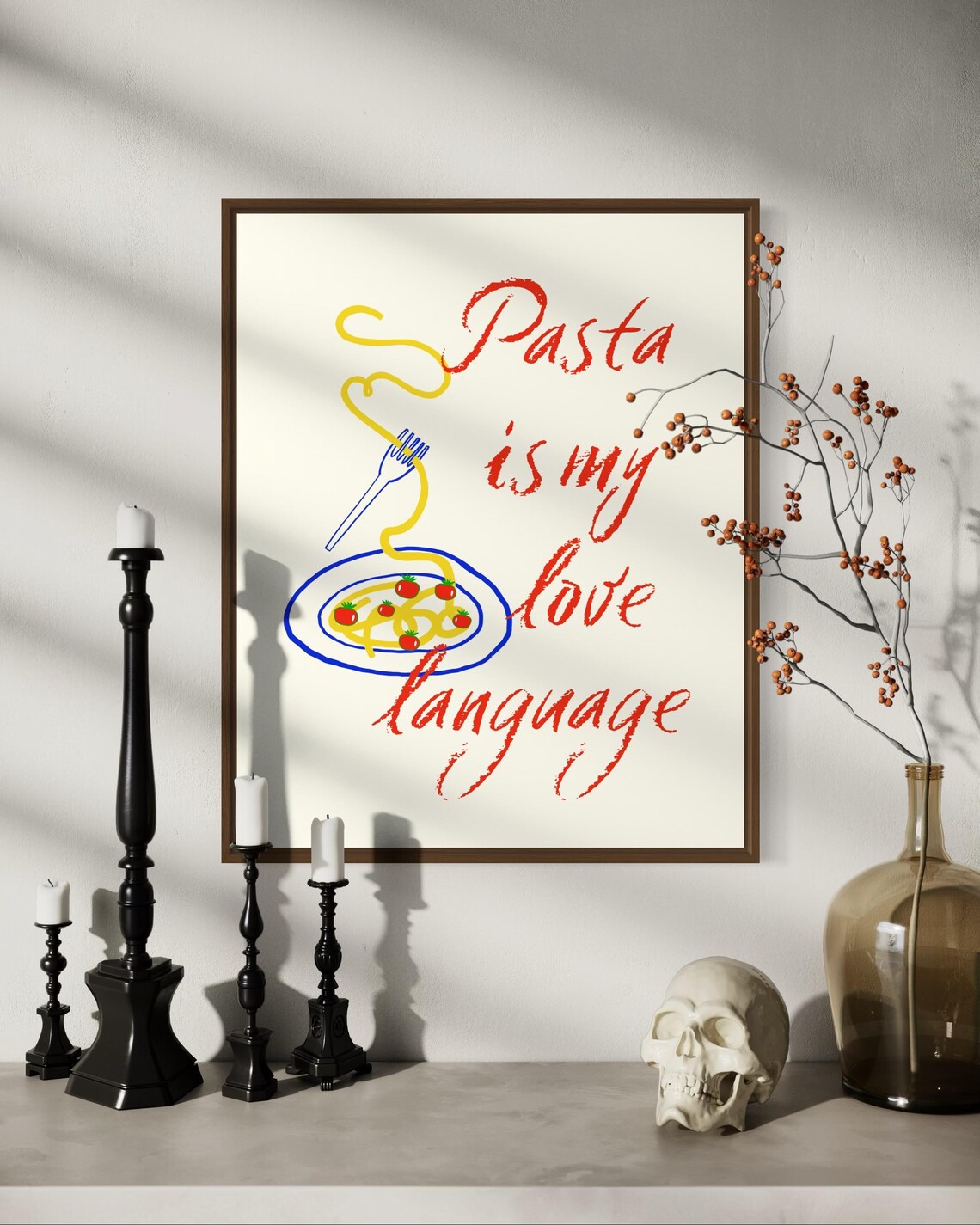 Pasta Is My Love Language Spaghetti Bowl Kitchen Quote Poster - Image 4