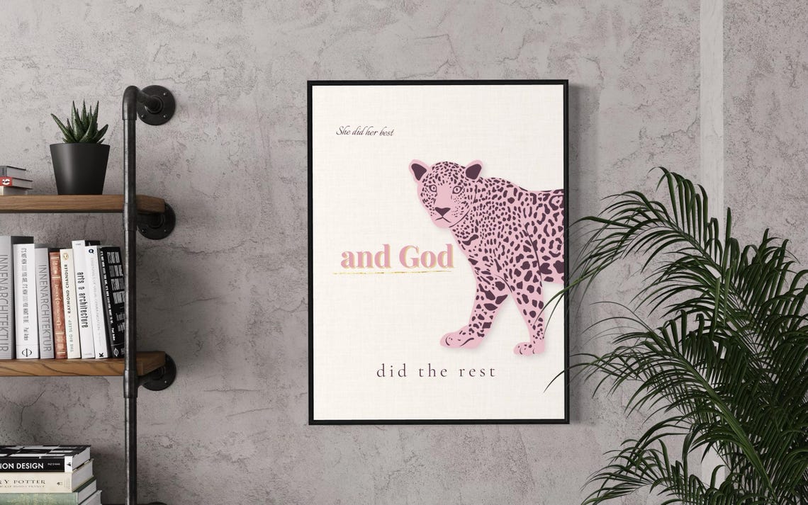She Did Her Best and God Did the Rest Pink Leopard Faith Poster - Image 3