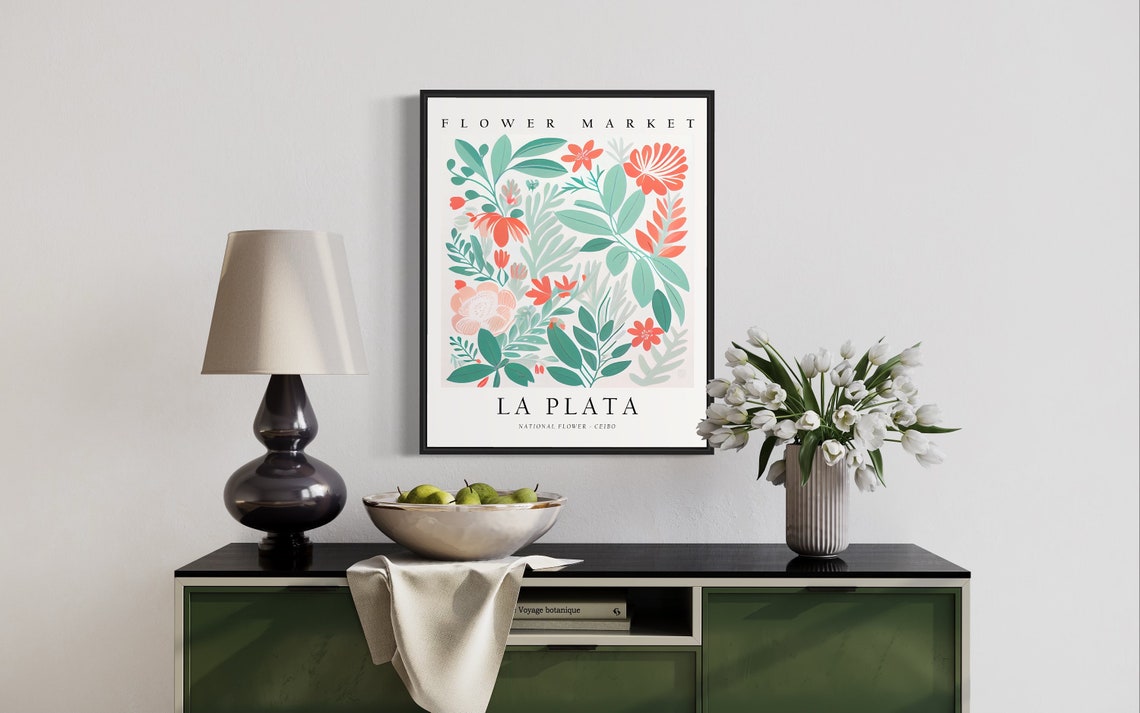 La Plata Argentina Flower Market Art Print La Plata Flower Poster Wall Art - Image 2