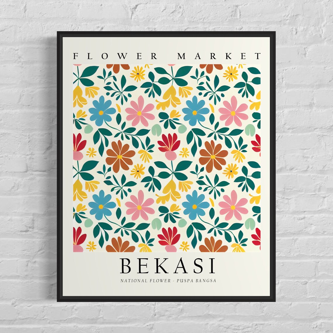 Bekasi Flower Market Colorful Puspa Bangsa Floral Art Poster