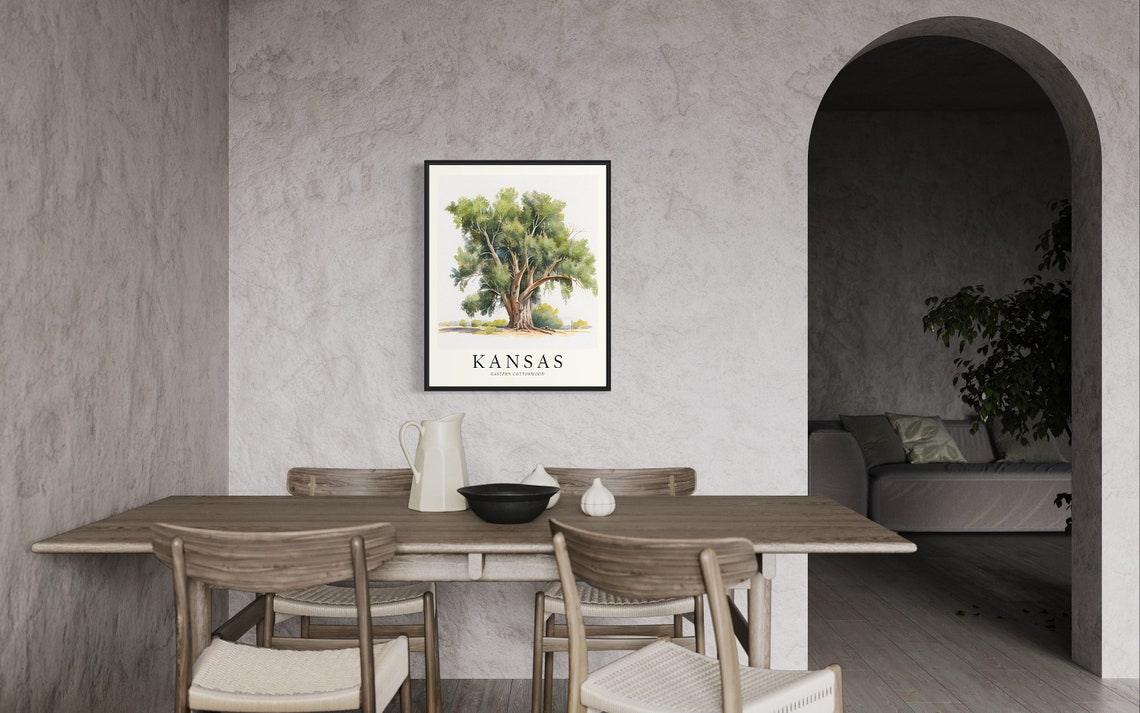 Kansas Eastern Cottonwood Watercolor State Tree Botanical Art Print - Image 3