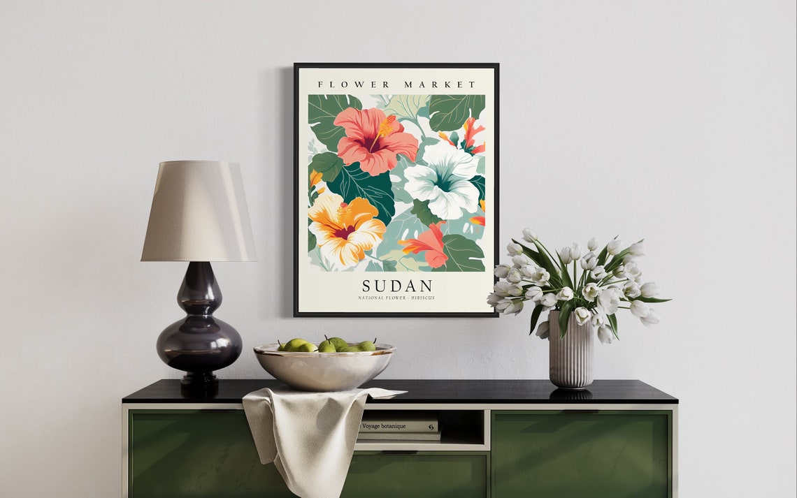 Sudan Flower Market Hibiscus Tropical Floral Botanical Poster - Image 2