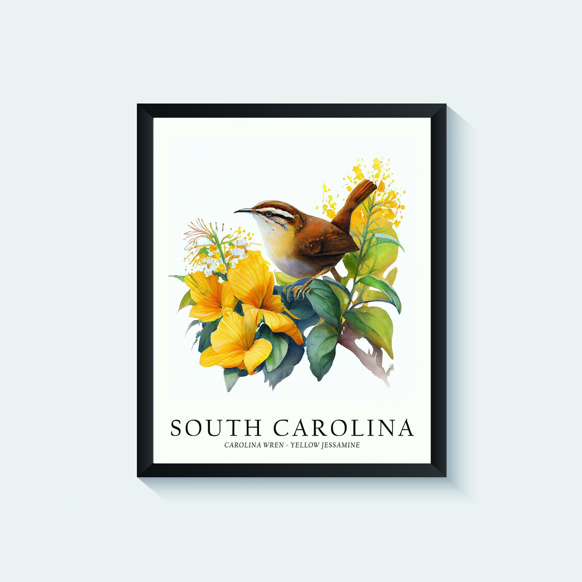 South Carolina State Bird and Flower Art Print - Image 2