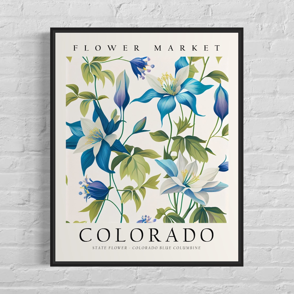 Colorado State Flower Blue Columbine Botanical Print