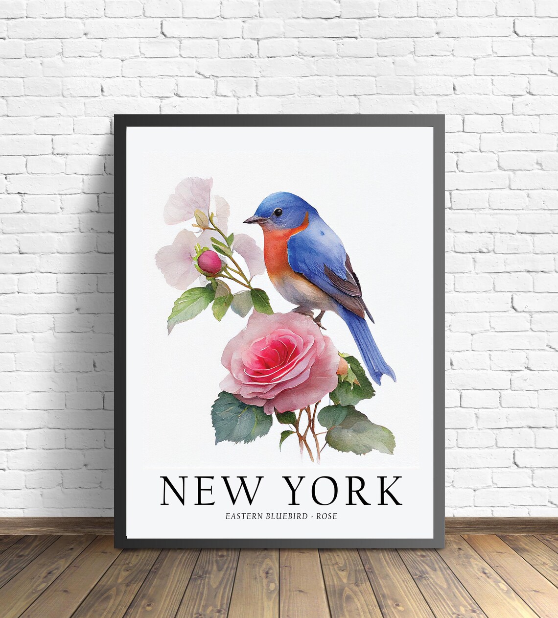 New York State Bird and Flower Art Print
