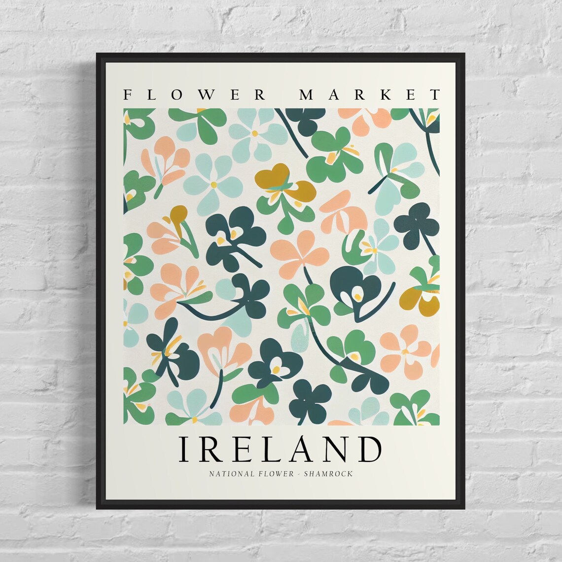 Ireland Shamrock Botanical Art Print, Vintage 1960s