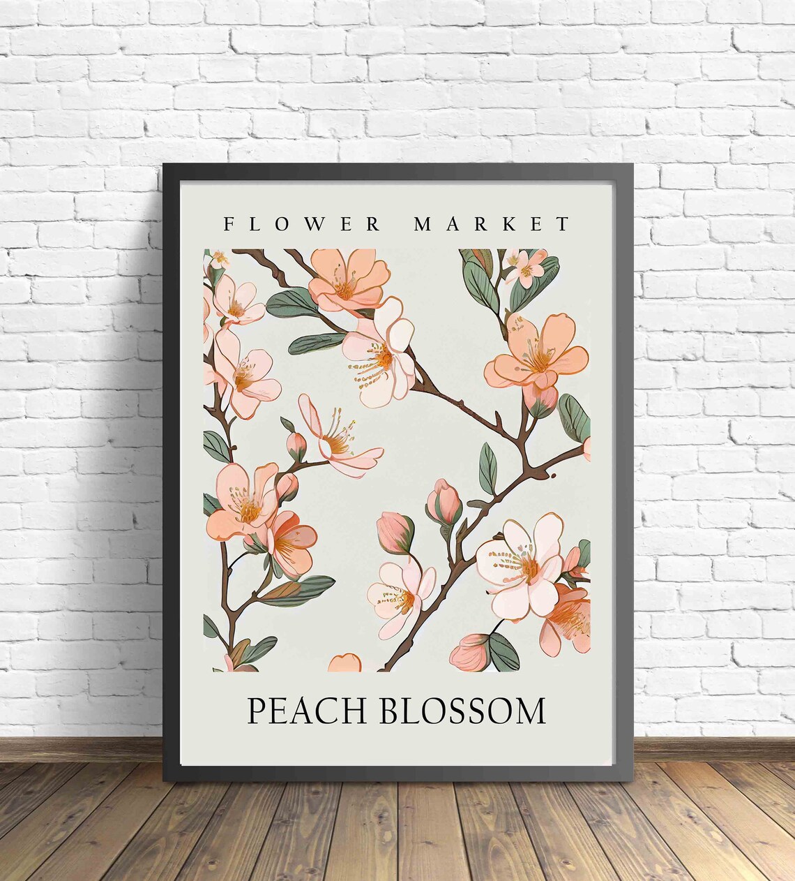Peach Blossom Botanical Branch Flower Market Pastel Art Print
