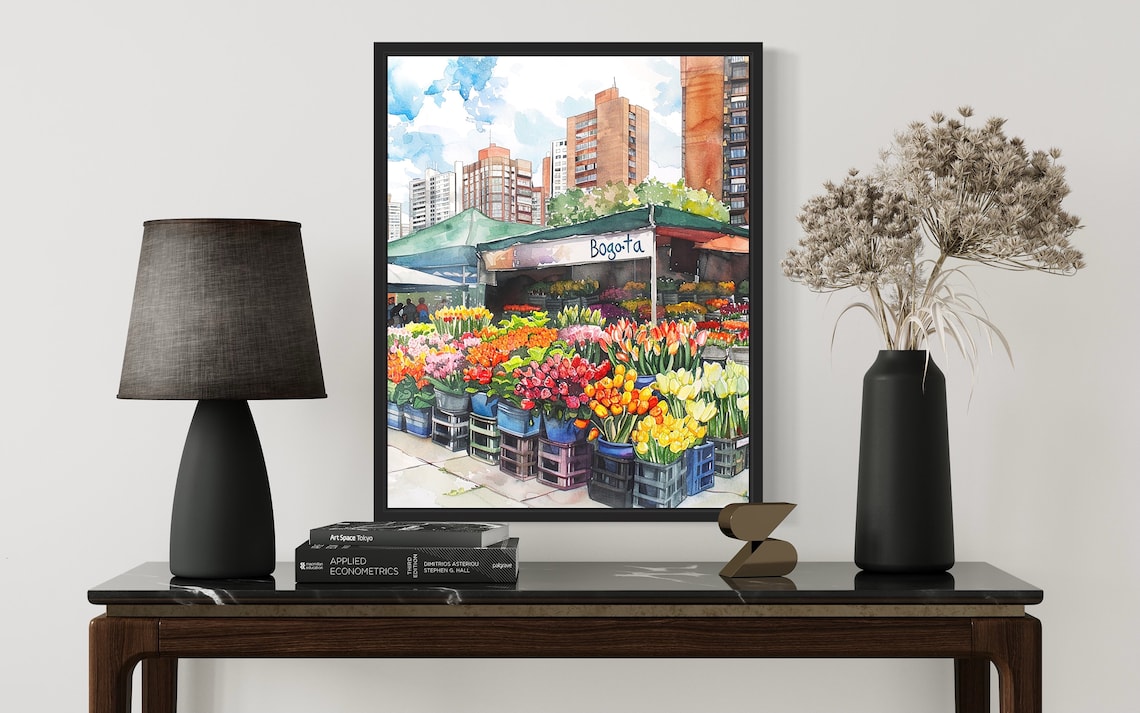 Bogota Colombia Flower Market Neutral Botanical Art Print - Image 2