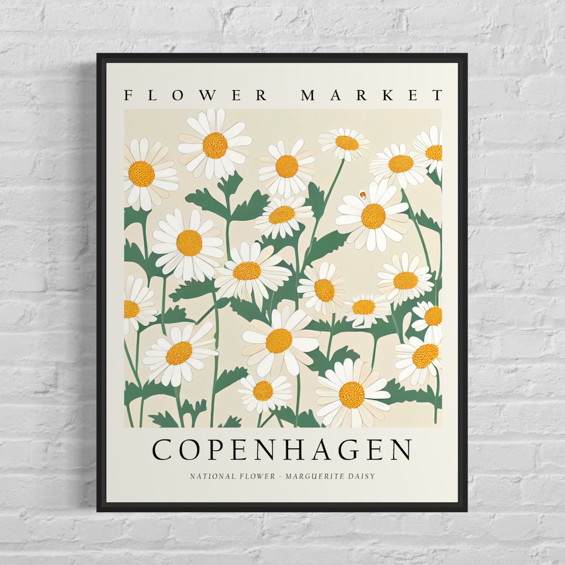 Copenhagen Denmark Marguerite Daisy Bloom Cheerful Botanical Poster