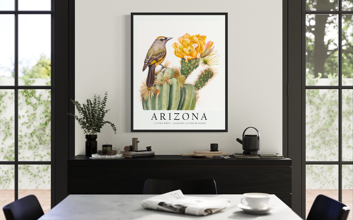 Arizona State Bird Art Print, State Flower - Image 3