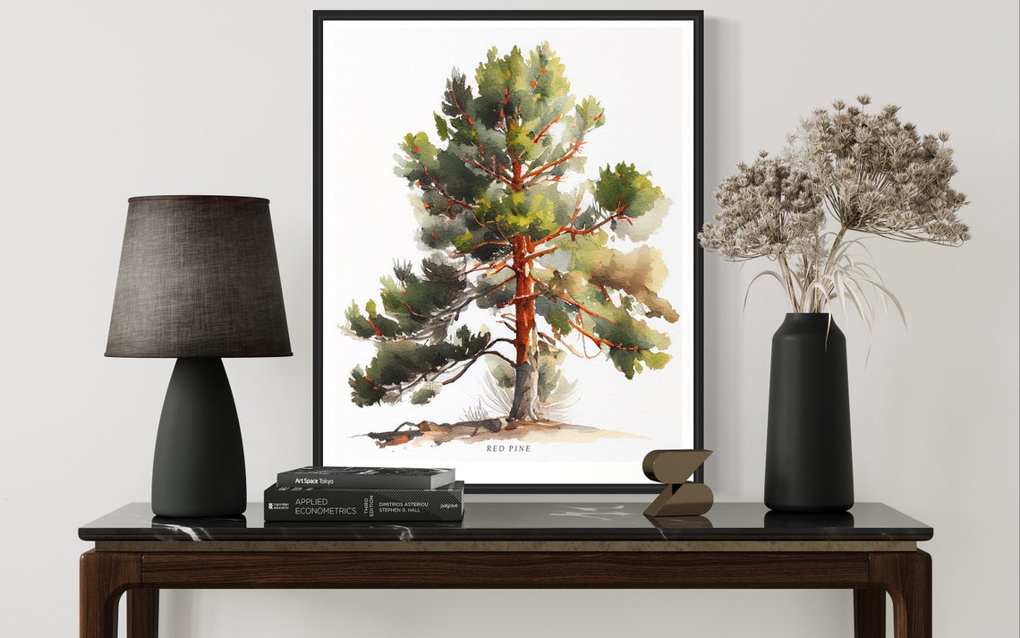 Red Pine Tree Art Print Red Pine Tree Wall Art Poster - Image 3