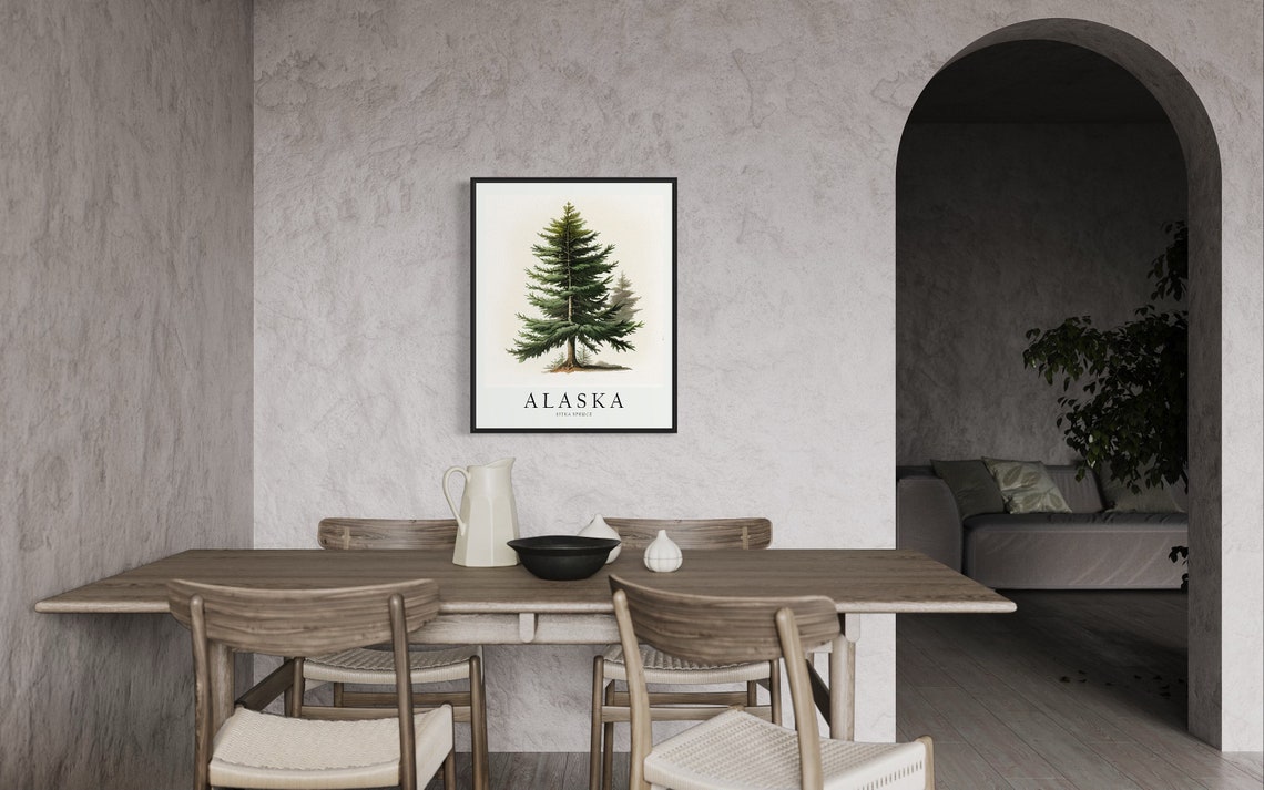 Alaska Sitka Spruce Watercolor State Tree Botanical Art Print - Image 2