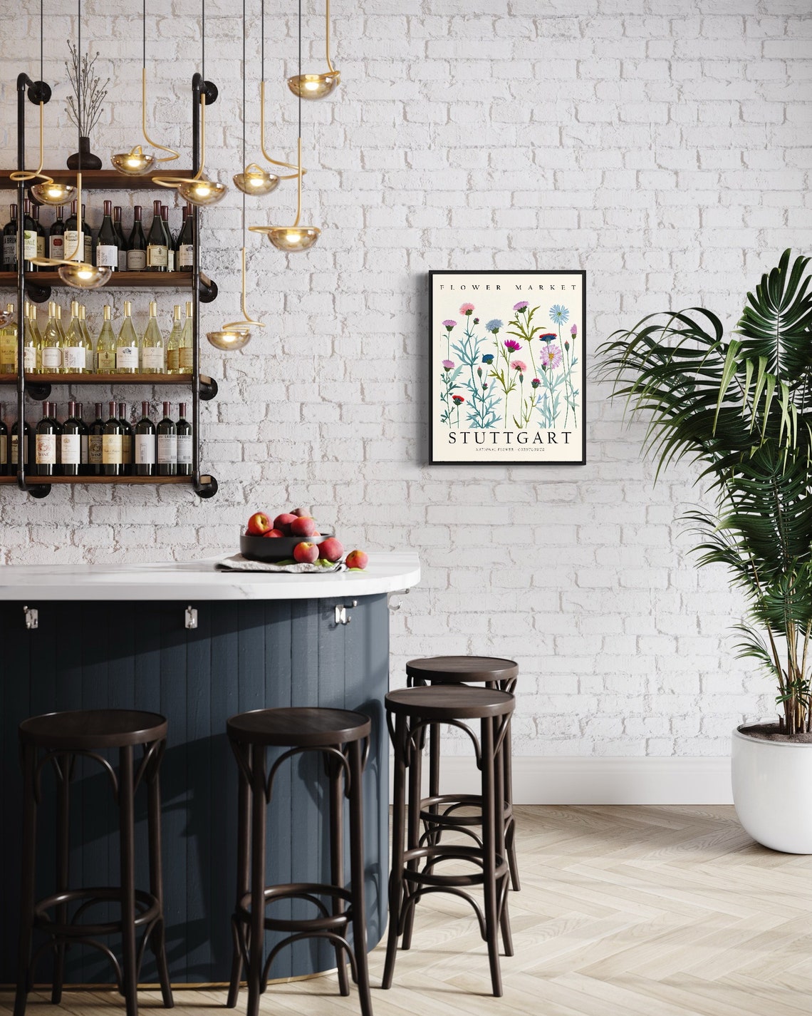 Stuttgart Flower Market Cornflower Botanical Illustration Poster - Image 3