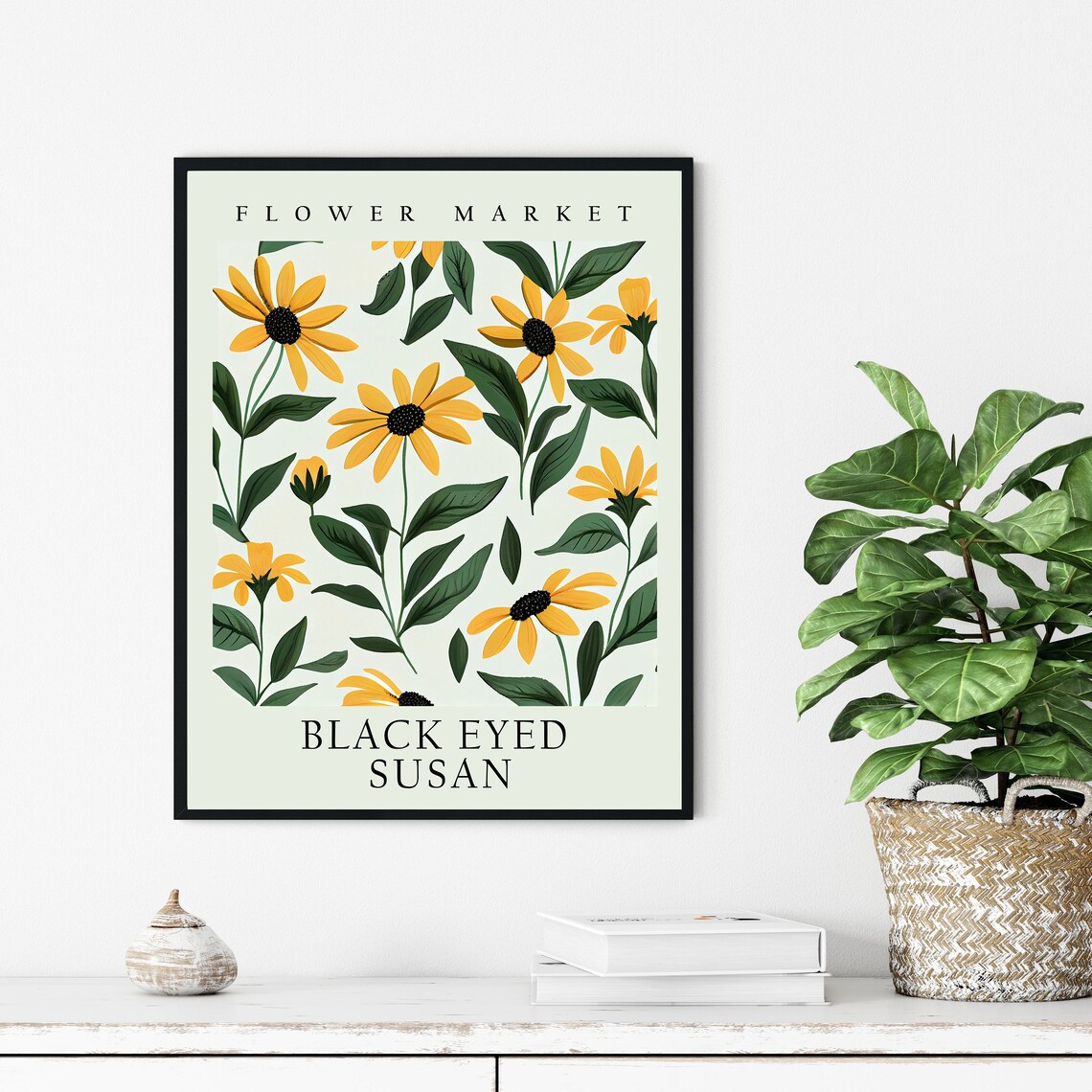 Black Eyed Susan Botanical Art Print, Pastel Market - Image 3