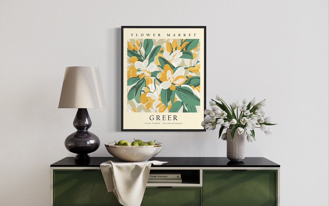 Greer Flower Market Yellow Jessamine Botanical Spring Art Print - Image 3