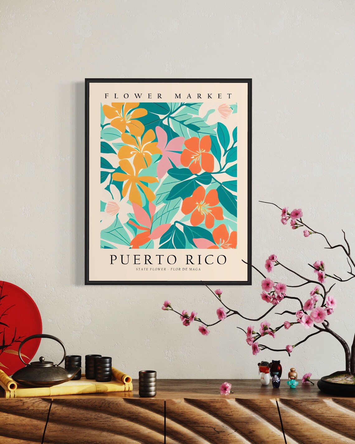 Puerto Rico Flor De Maga 1960s Botanical Art Print - Image 2