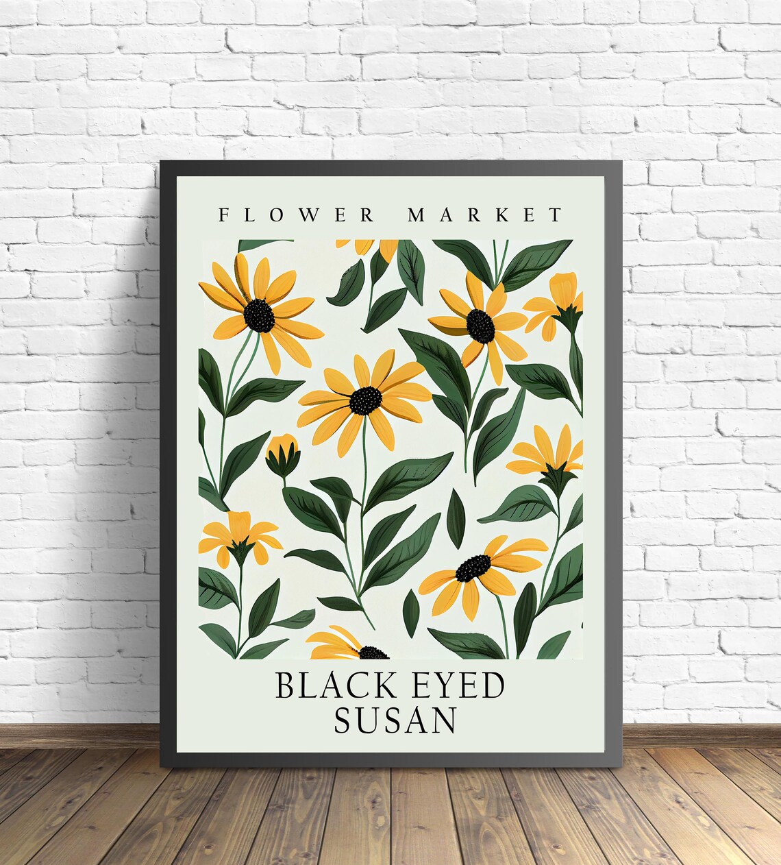 Black Eyed Susan Botanical Art Print, Pastel Market