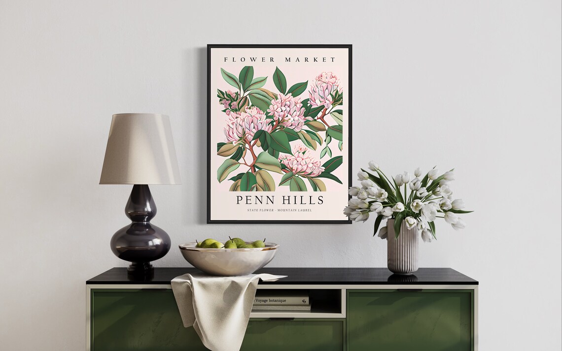 Penn Hills Pennsylvania Mountain Laurel Flower Market Art Poster - Image 3