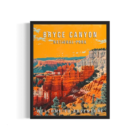 Bryce Canyon National Park Orange Hoodoos Vintage Travel Poster