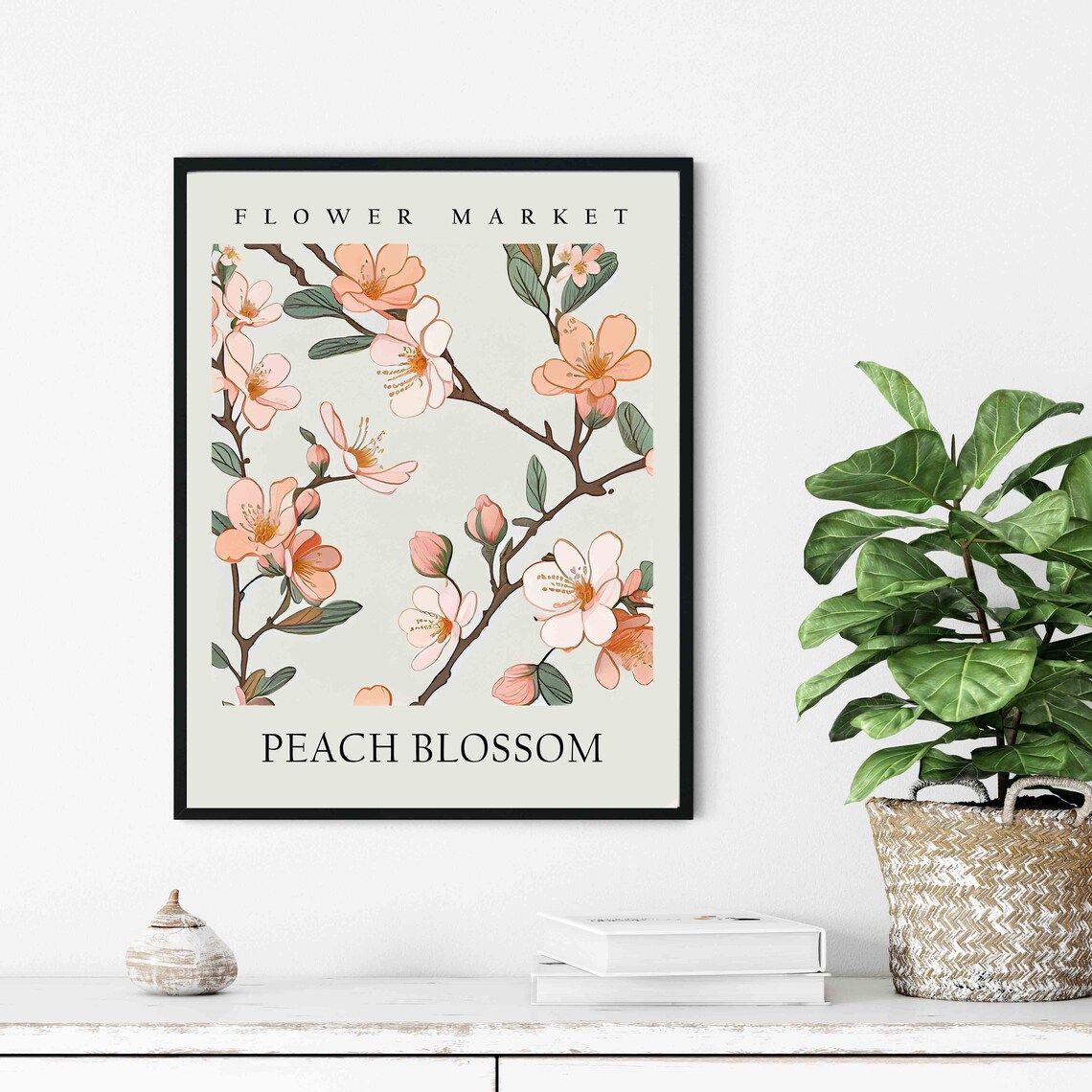 Peach Blossom Botanical Branch Flower Market Pastel Art Print - Image 2