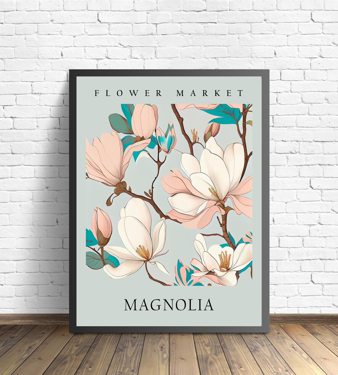 Magnolia Blossom Blush Ivory Botanical Flower Market Pastel Art Print