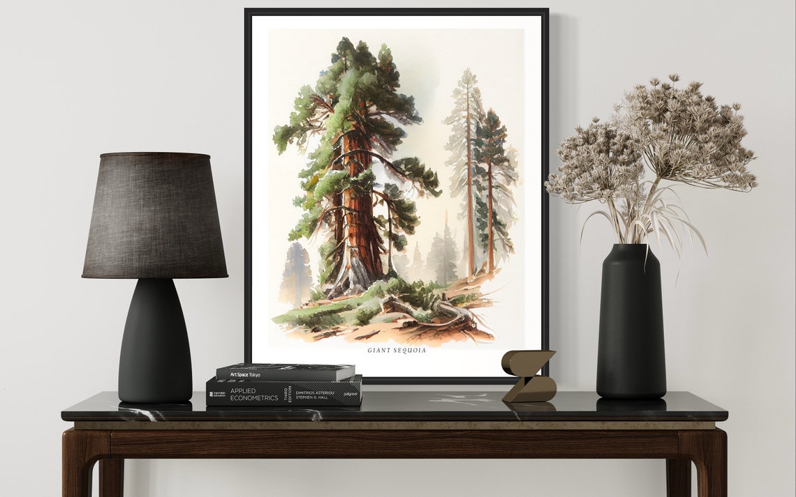 Giant Sequoia Forest Watercolor Majestic Redwood Tree Poster - Image 3