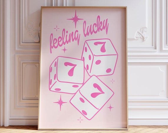 Lucky You Print Funky Home Decor Motivational Poster Pink Room Decor Y2k Aesthetic Poster Trendy Wall Art Apartment Decor Funky Poster