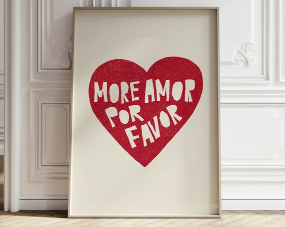 More Amor Por Favor Inspirational Art Trendy Wall Art Living Room Poster Positive Affirmation Wall Art Trendy Art Print Coquette Room Decor