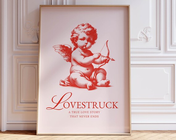 Lovestruck Cherub Angel Cute Home Poster Coquette Room Decor Femme Aesthetic Wall Decor Trendy Wall Art Printable Valentines Day Decor