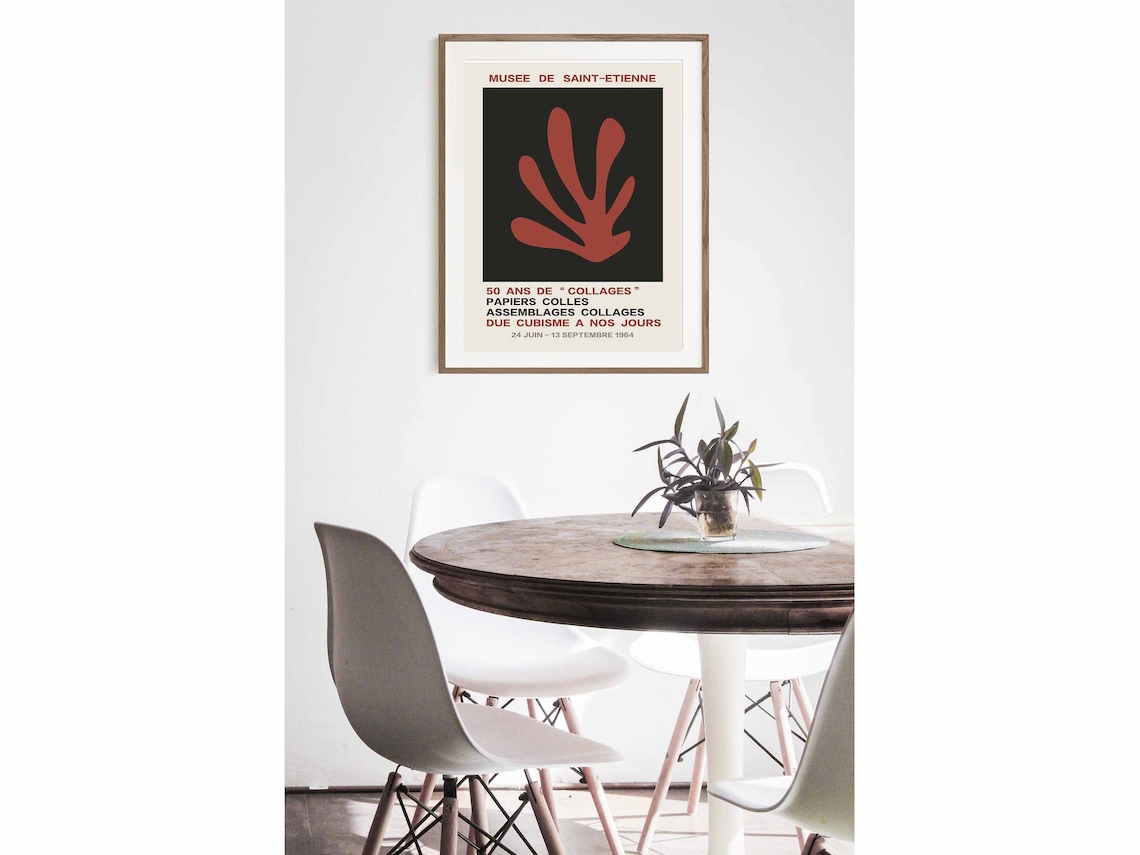 Musee de Saint Etienne 1964 Collages Papiers Colles Red Paper Cut Poster - Image 2