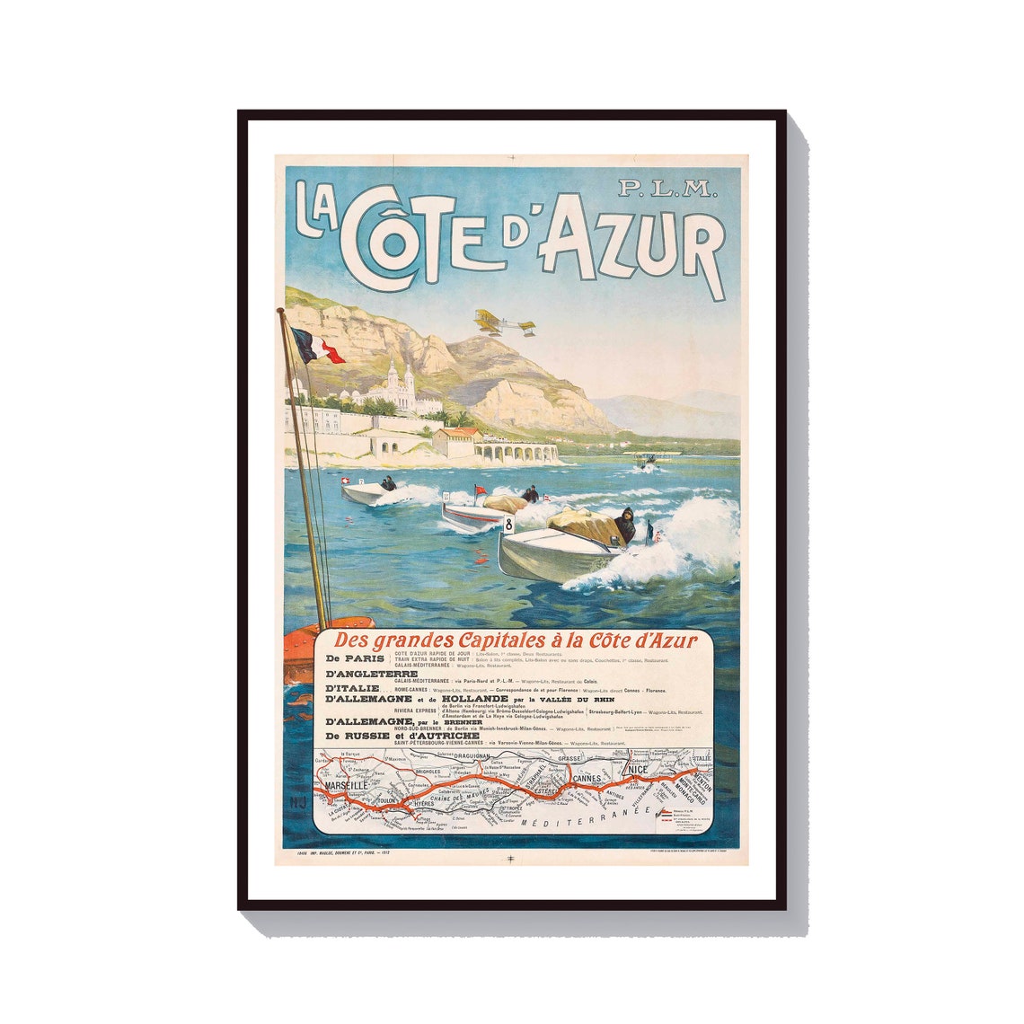 Beach Wall Art French Riviera Print Cote Dazur Poster South Of France Print Southern France Art Paris Wall Art Beach Print