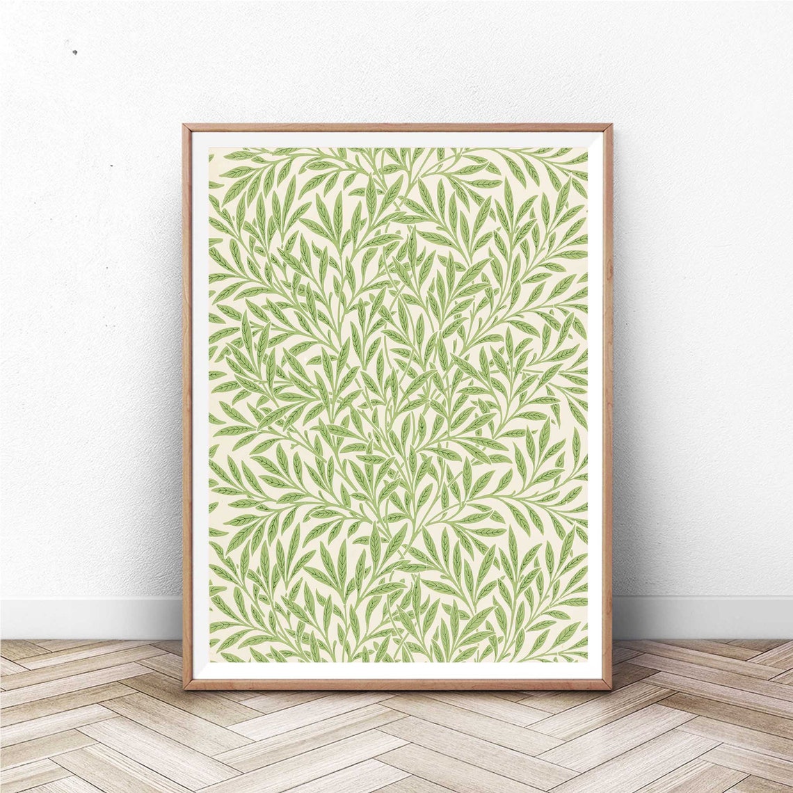 William Morris Willow Boughs Pale Green Leaf Pattern Art Poster