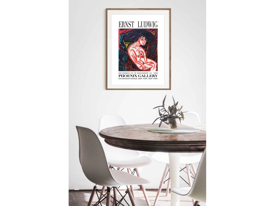 Ernst Ludwig 1966 Phoenix Gallery NYC Expressionist Nude Poster - Image 2