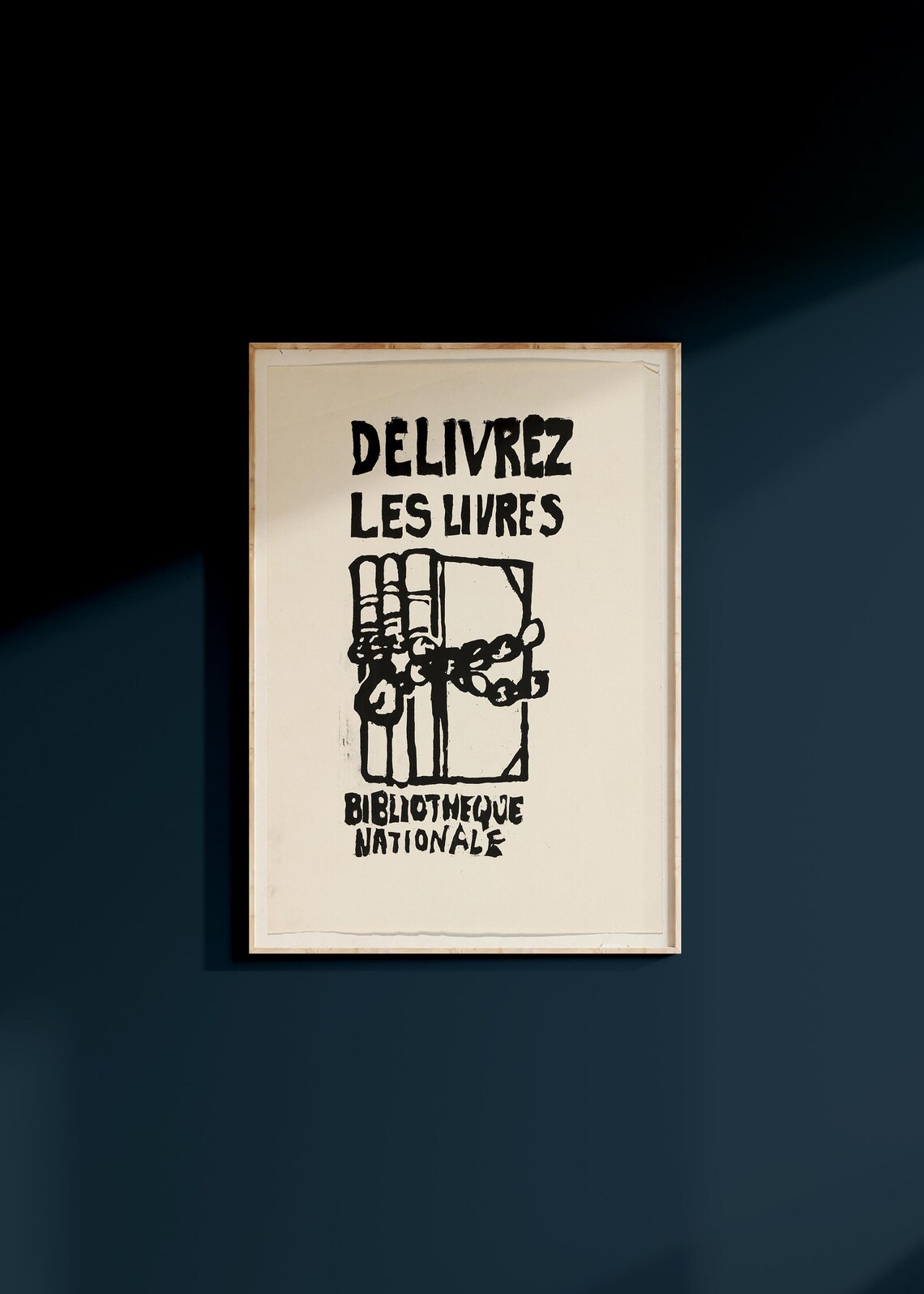 Delivrez Les Livres Bibliotheque Nationale Chained Books Protest Art Poster - Image 2