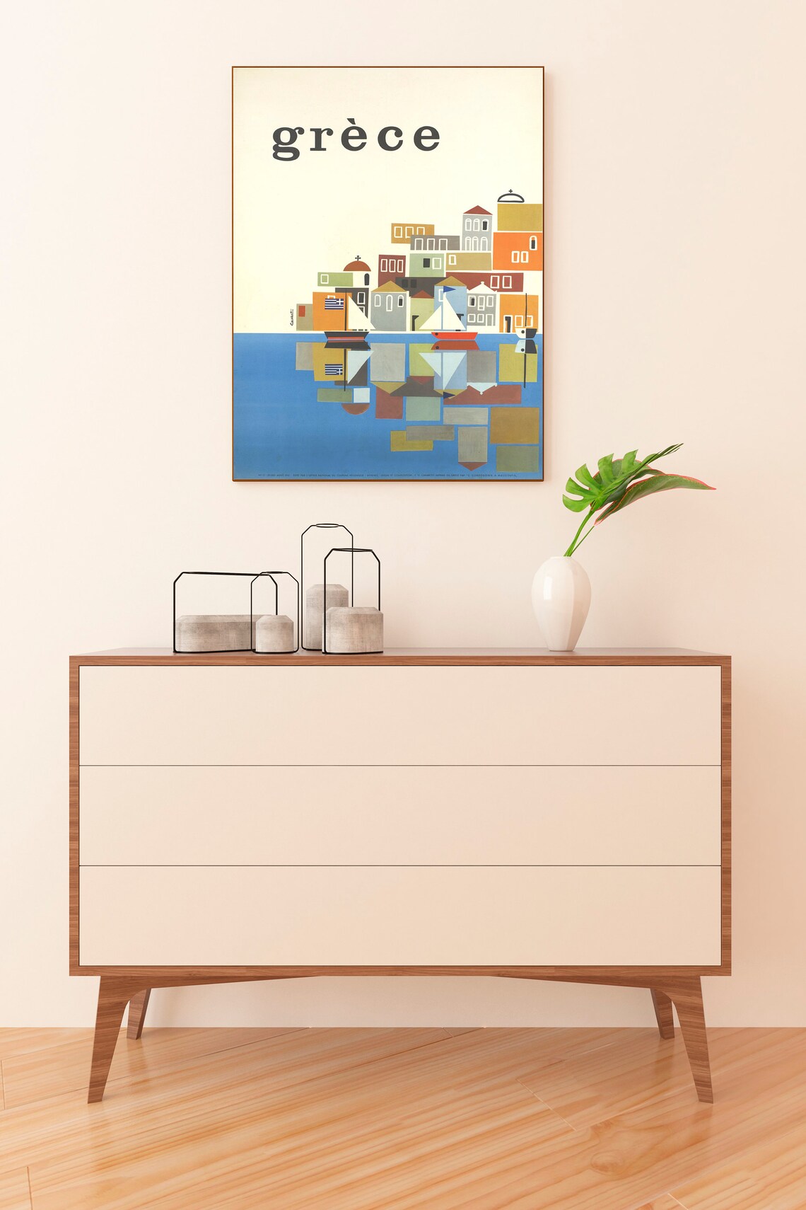 Greece Travel Poster Print, Santorini Beach Art - Image 2