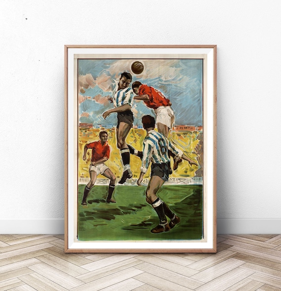 Vintage Soccer Futbol Art Print, Sports Decor