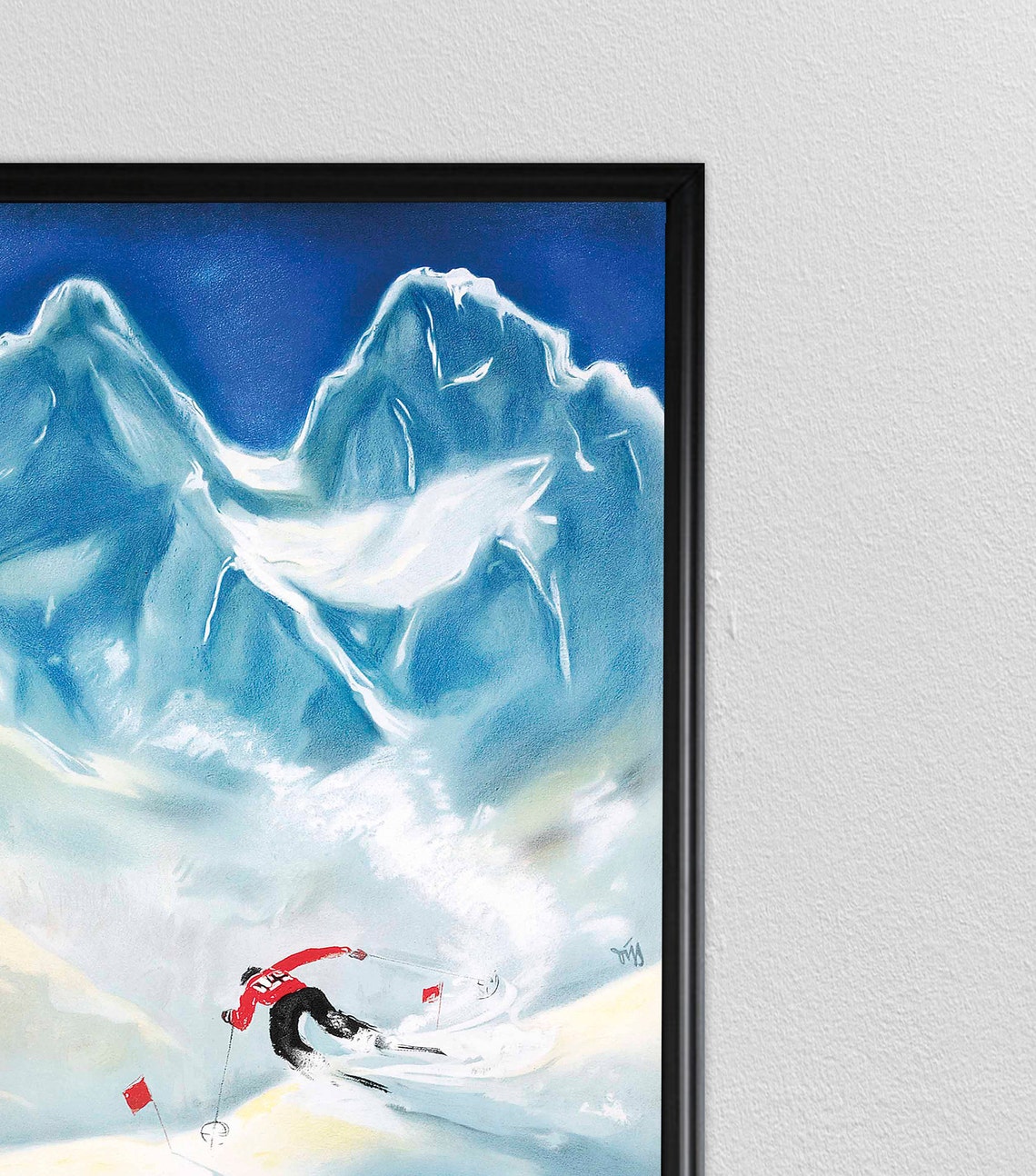 Swiss Travel Art Switzerland Ski Poster Sports Retro Decor Chateau Doex Suisse Europe European Travel Zermatt Skiing Poster - Image 2