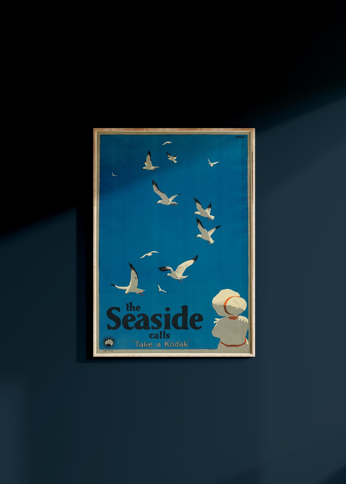 The Seaside Calls Take a Kodak Child Seagulls Vintage Beach Art Poster - Image 2